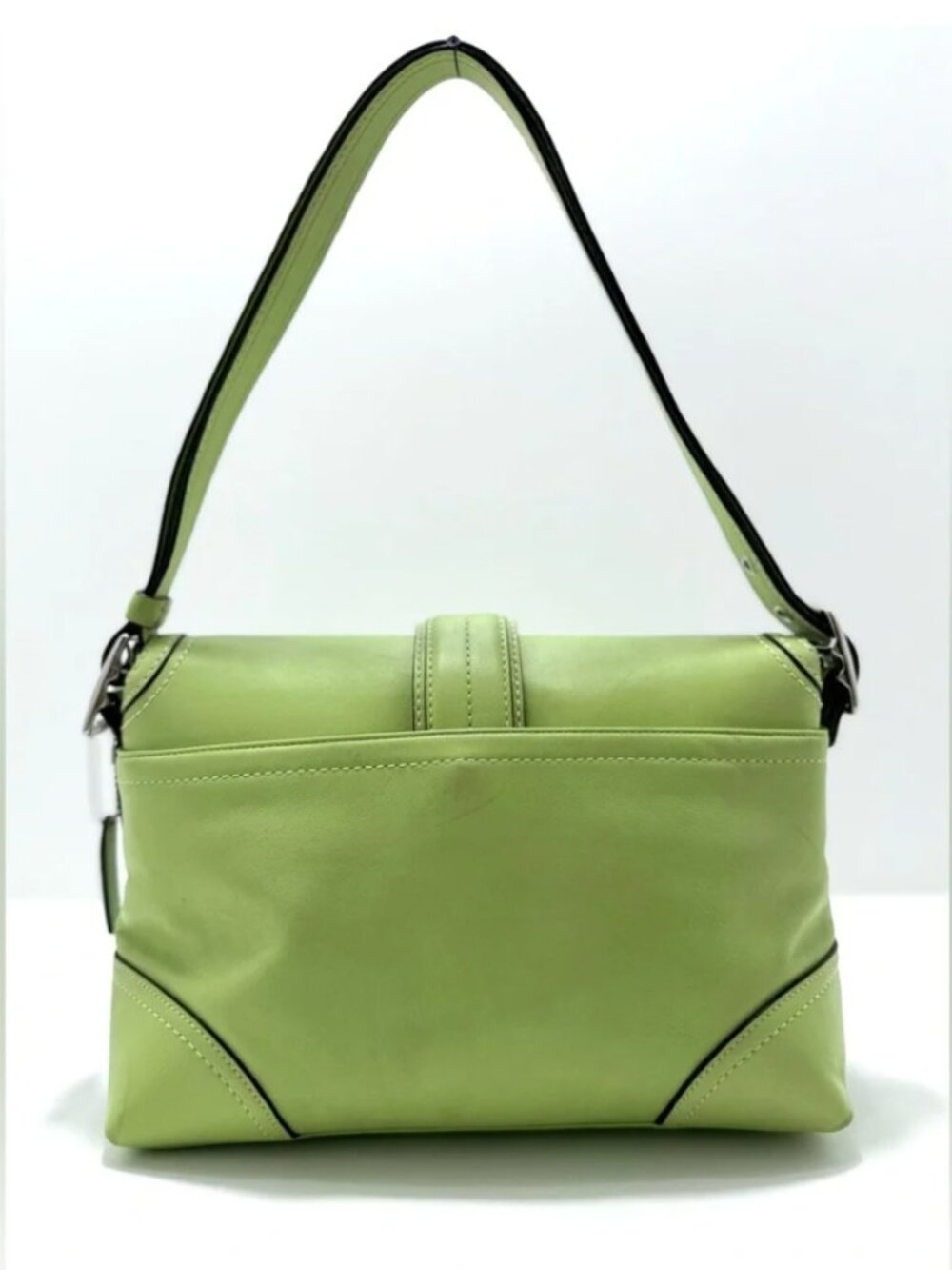 920 Coach Hampton Buckle Flap Crossbody Bag Pistachio Silver F11196 RARE - Picture 8 of 15